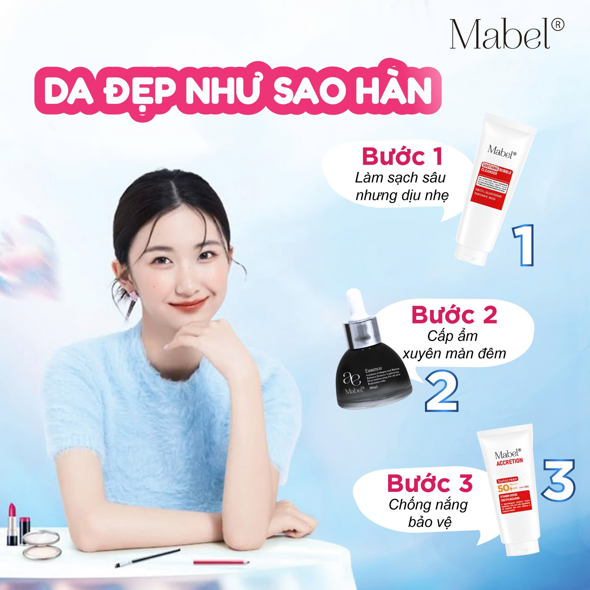 Gợi ý 3 bước chăm da cực tối giản cùng nhà Mabel