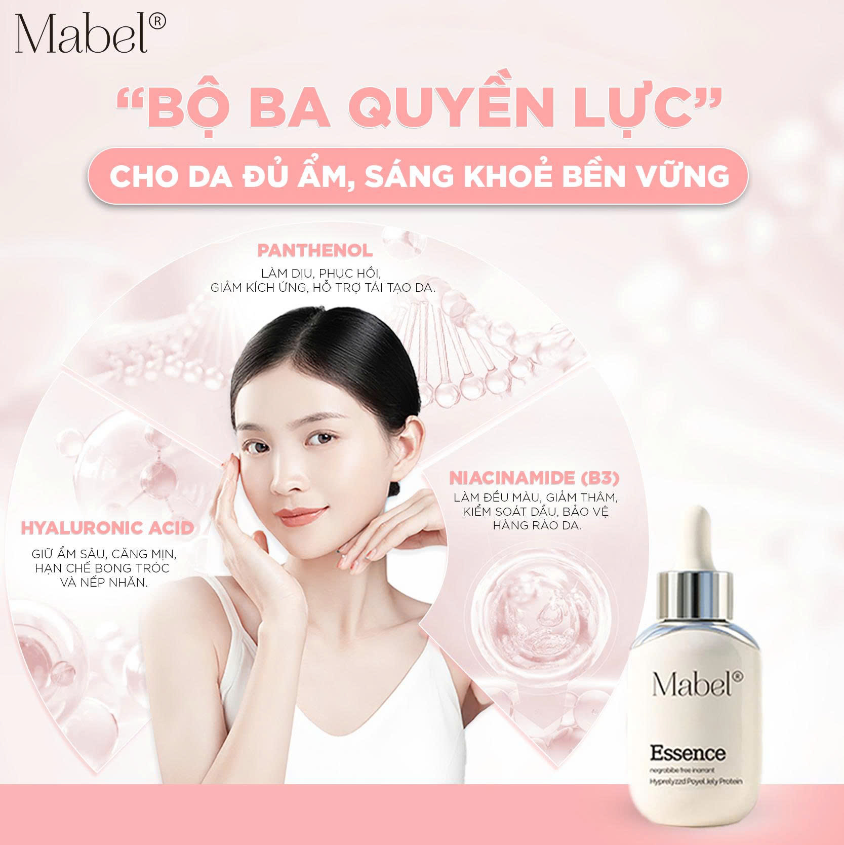 SERUM SÁNG DA PHỤC HỒI VỚI BỘ BA QUYỀN LỰC: NIACINAMIDE – HYALURONIC ACID – PANTHENOL